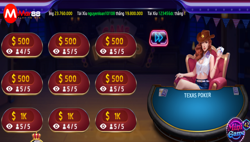 Cách chơi Texas Poker cực dễ kiếm tiền tại MAY88